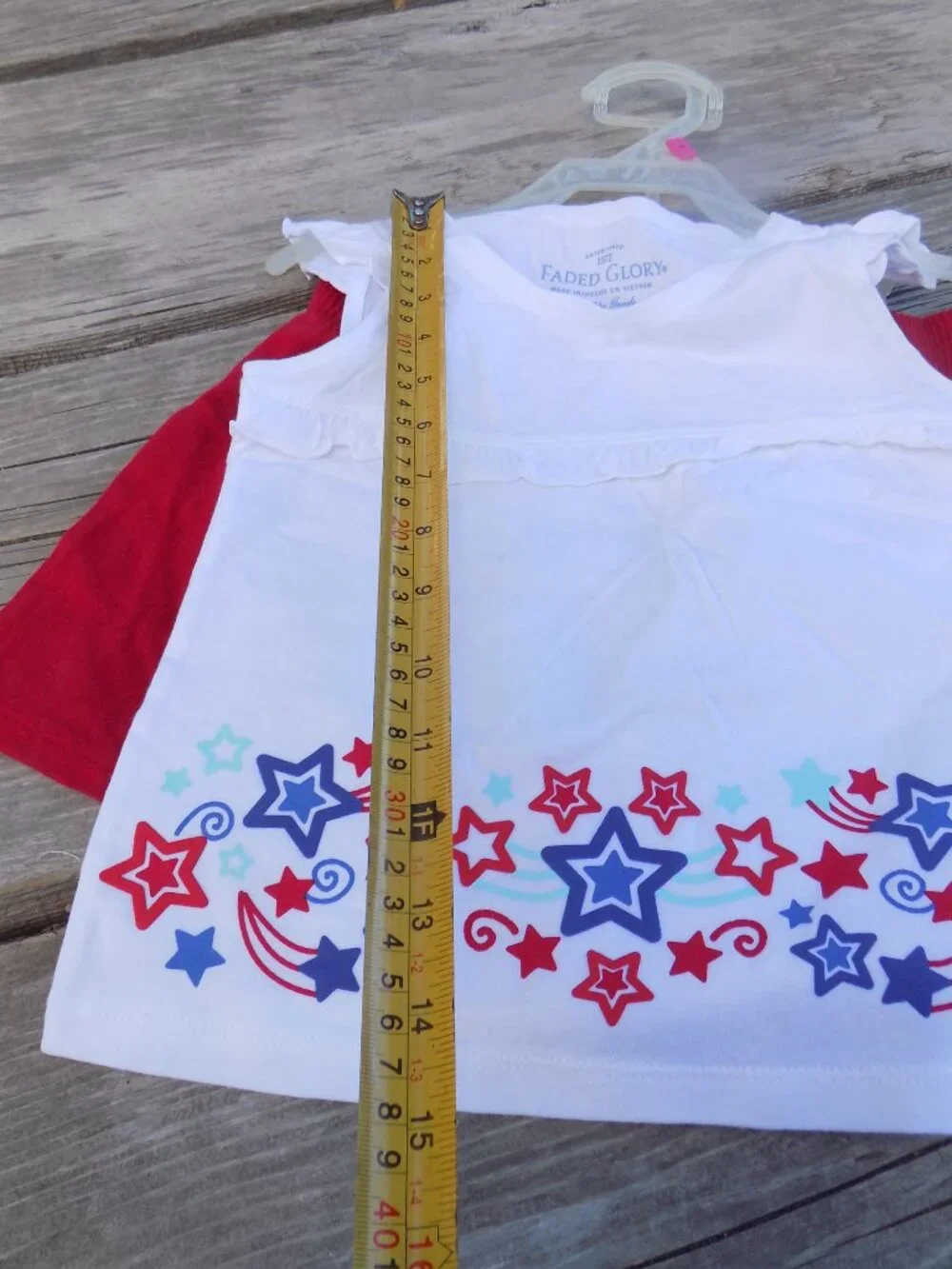 FADED GLORY RED WHITE BLUE STARS 2 PC GIRL SHORT OUTFIT SZ 4 NWT